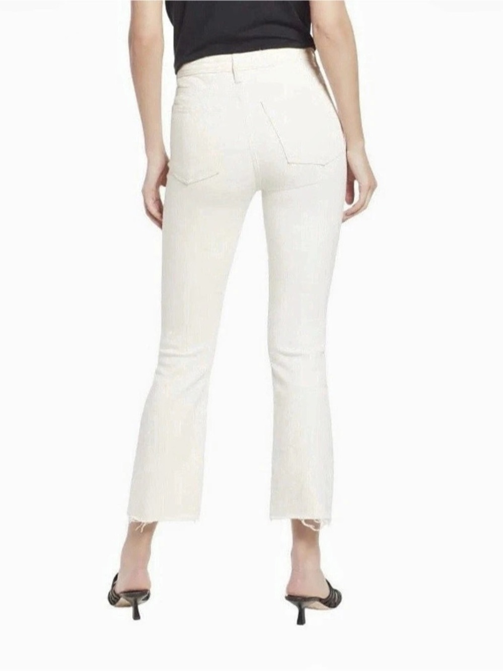 rag & bone Nina High-Rise Ankle Flare Raw Edge Jeans White Waist 24 Like New